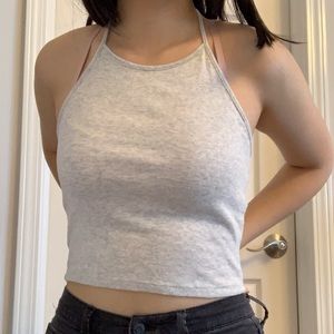 Light Gray Halter Tank Top from Brandy Melville